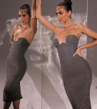 Load image into Gallery viewer, SHADOW STRAPLESS CORSET DRESS
