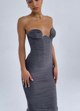 Load image into Gallery viewer, SHADOW STRAPLESS CORSET DRESS
